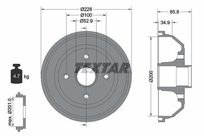 94024100 TEXTAR Тормозной барабан