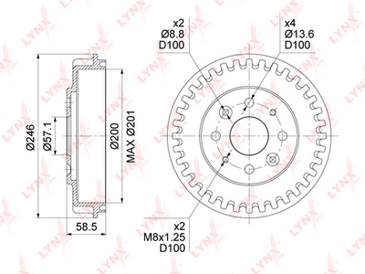 BM1081 LYNXauto Тормозной барабан