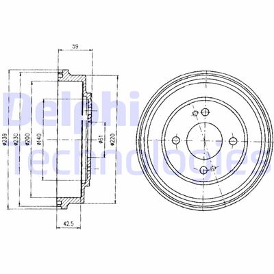 BF208 DELPHI Тормозной барабан