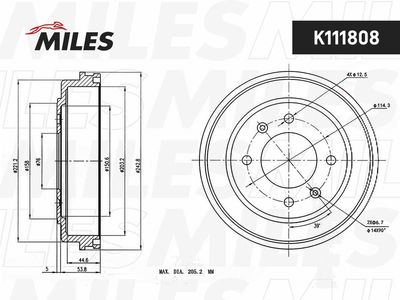 K111808 MILES Тормозной барабан