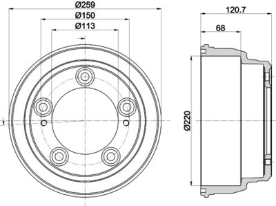 8DT355303221 HELLA Тормозной барабан