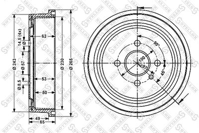 60253614SX STELLOX Тормозной барабан