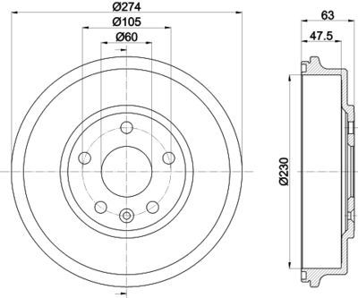 8DT355302601 HELLA Тормозной барабан