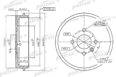 PDR1247 PATRON Тормозной барабан