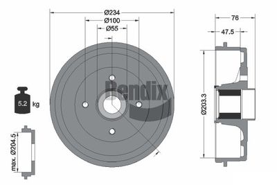 BDM1158 BENDIX Braking Тормозной барабан