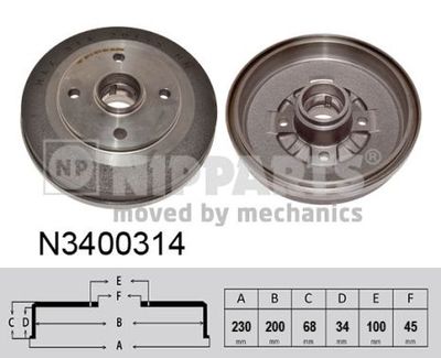 N3400314 NIPPARTS Тормозной барабан