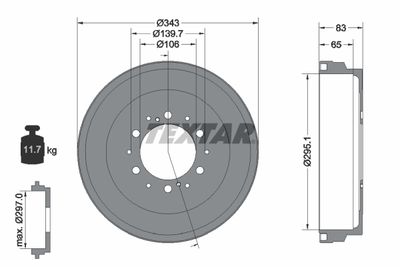 94036200 TEXTAR Тормозной барабан