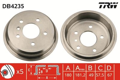 DB4235 TRW Тормозной барабан