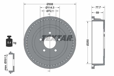 94028100 TEXTAR Тормозной барабан