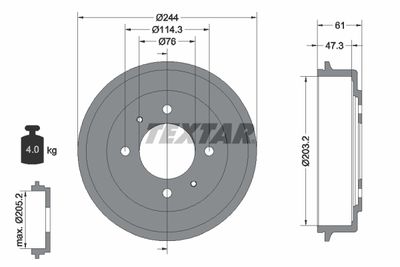 94034900 TEXTAR Тормозной барабан