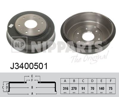 J3400501 NIPPARTS Тормозной барабан