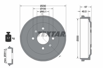 94047100 TEXTAR Тормозной барабан