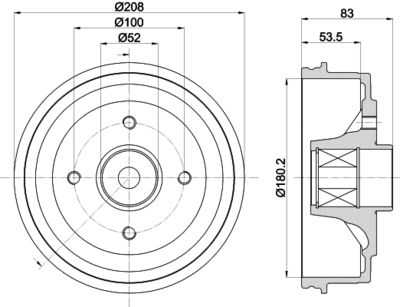 8DT355302801 HELLA PAGID Тормозной барабан