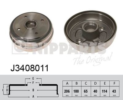 J3408011 NIPPARTS Тормозной барабан