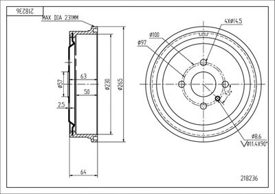 218236 HART Тормозной барабан