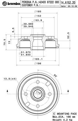 BT1153 BRECO Тормозной барабан