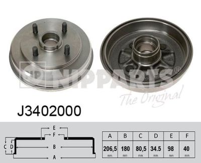 J3402000 NIPPARTS Тормозной барабан