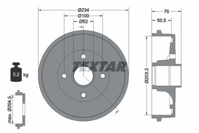 94033800 TEXTAR Тормозной барабан