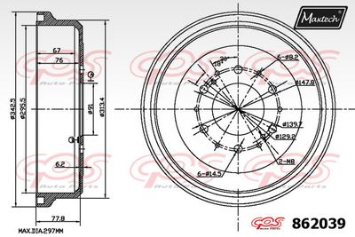 862039 MAXTECH Тормозной барабан