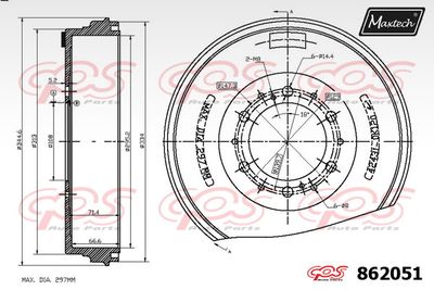 862051 MAXTECH Тормозной барабан