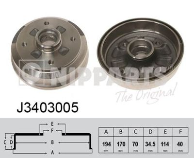 J3403005 NIPPARTS Тормозной барабан