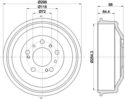 8DT355300061 HELLA Тормозной барабан