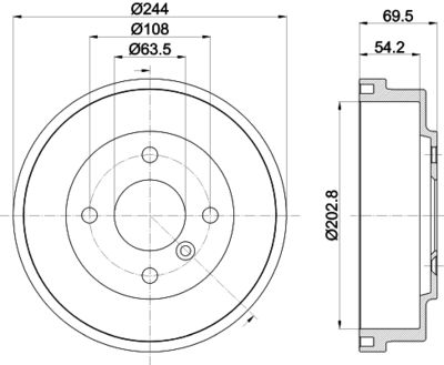 8DT355303421 HELLA Тормозной барабан