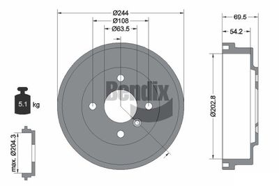 BDM1176 BENDIX Braking Тормозной барабан