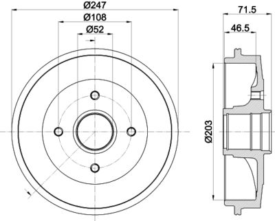 8DT355300731 HELLA Тормозной барабан