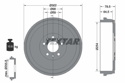 94045400 TEXTAR Тормозной барабан