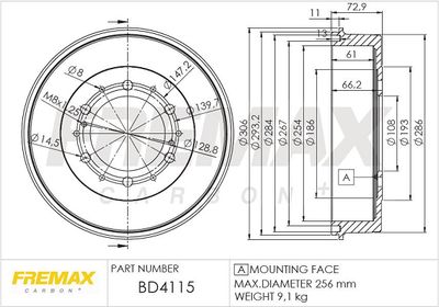 BD4115 FREMAX Тормозной барабан