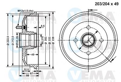 801268 VEMA Тормозной барабан