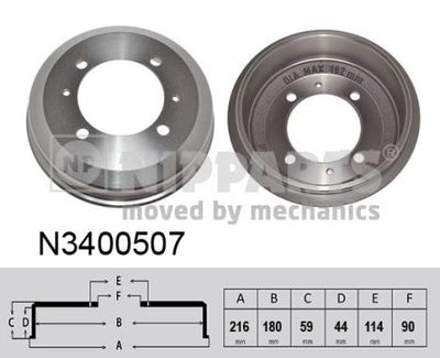 N3400507 NIPPARTS Тормозной барабан