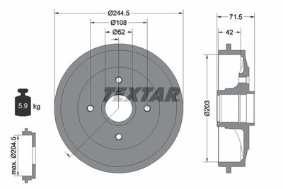 94026600 TEXTAR Тормозной барабан