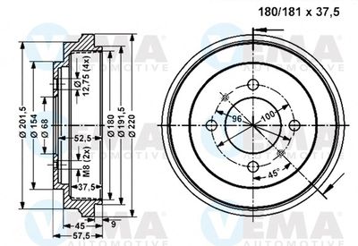 801030 VEMA Тормозной барабан