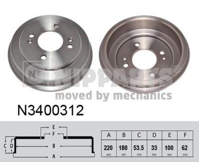 N3400312 NIPPARTS Тормозной барабан