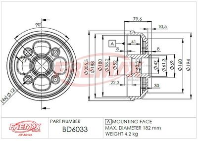 BD6033 FREMAX Тормозной барабан