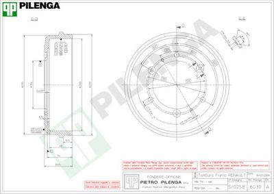 6030 PILENGA Тормозной барабан