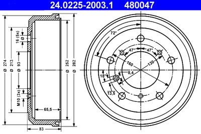 24022520031 ATE Тормозной барабан