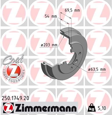 250174920 ZIMMERMANN Тормозной барабан