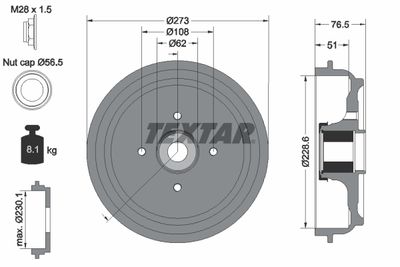 94037900 TEXTAR Тормозной барабан