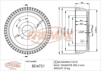 BD4751 FREMAX Тормозной барабан