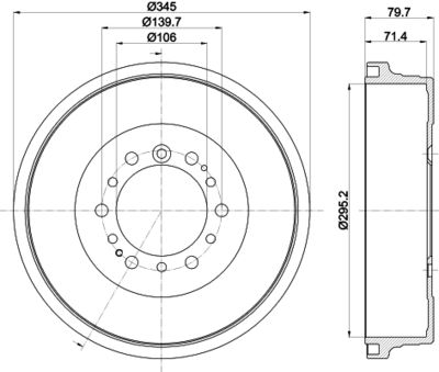 8DT355302971 HELLA PAGID Тормозной барабан