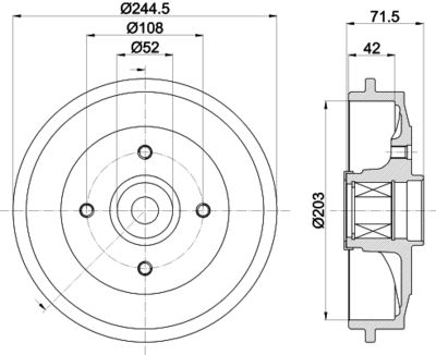 8DT355302741 HELLA PAGID Тормозной барабан