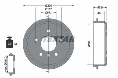 94020200 TEXTAR Тормозной барабан