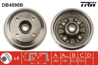 DB4090B TRW Тормозной барабан