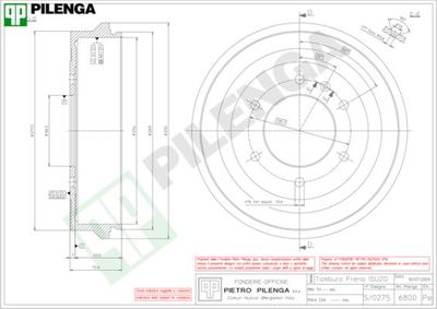 6800 PILENGA Тормозной барабан