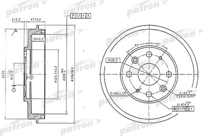 PDR1573 PATRON Тормозной барабан