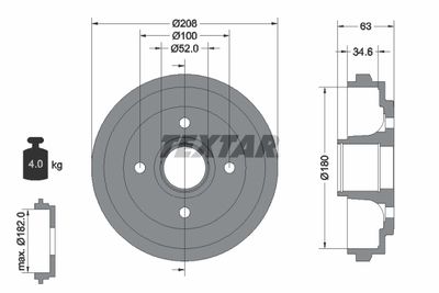 94023900 TEXTAR Тормозной барабан