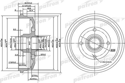 PDR1057 PATRON Тормозной барабан